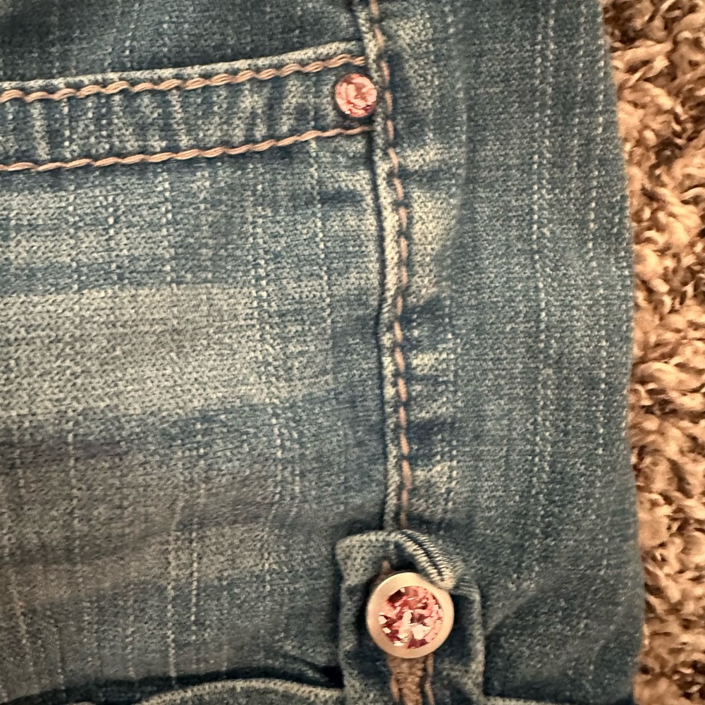 True Religion Pink Stiched Denim Shorts - Picture 3 of 4